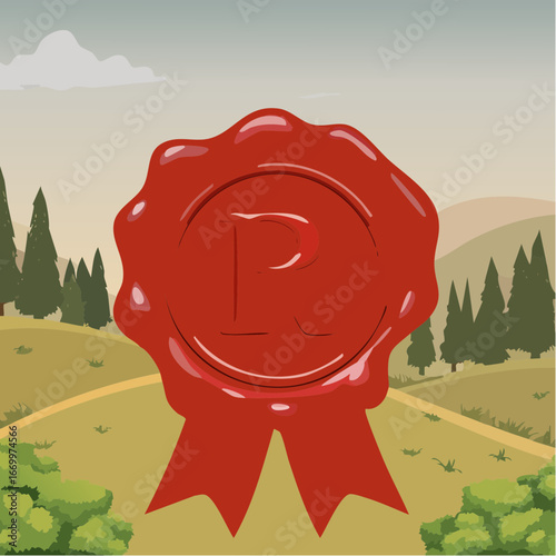 Red seal wax with alphabet letter R vector