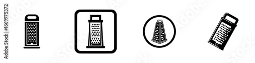 Kitchen Grater Icons, minimalist monochrome icons
