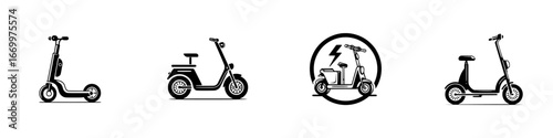 Electric Scooters and Personal Mobility Devices, minimalist monochrome icons
