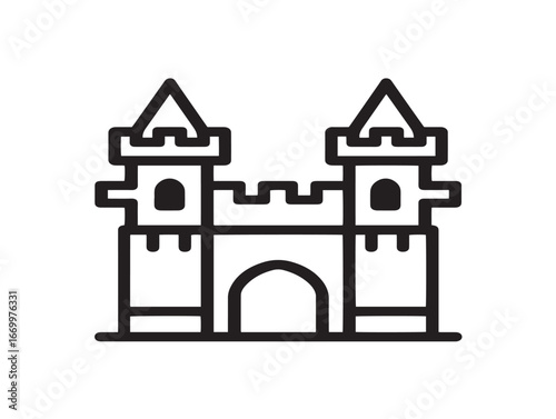 Majestic castle tower icon in clean minimal vector illustration