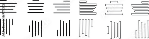 Align line icon set with solid black and outline vector illustration style. Collection of text alignment, justify, left, right, center, vertical, and formatting symbols for UI, UX, apps and web design