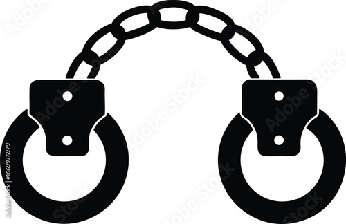 Locked handcuffs vector icon.