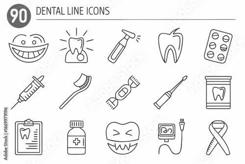 90 Dental Line Icons Outline-Icons for Dentistry Professionals