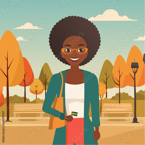 Beautiful portrait of a woman in the park in autumn