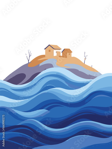 Flooded Houses with Rising Water
