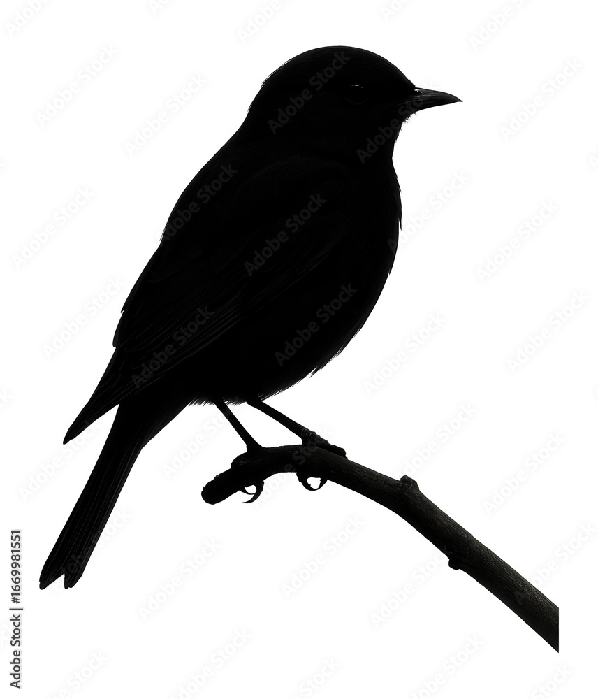 Obraz premium Silhouette of a perched bluebird with a delicate outline