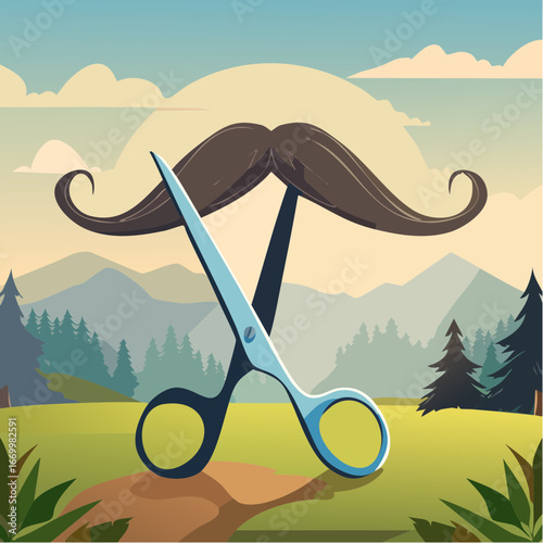 Mustache cut with the scissors vector