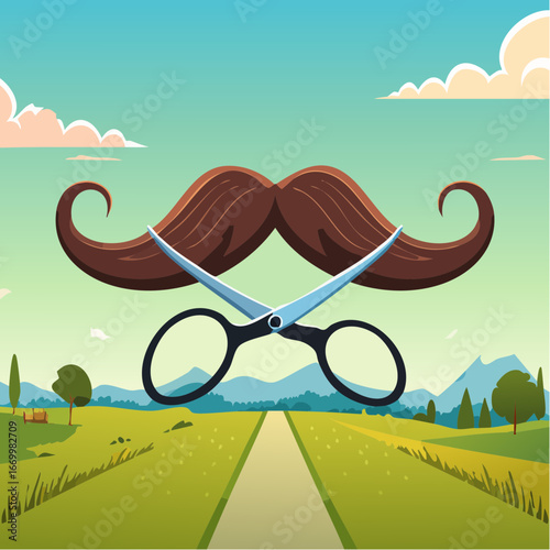 Mustache cut with the scissors vector