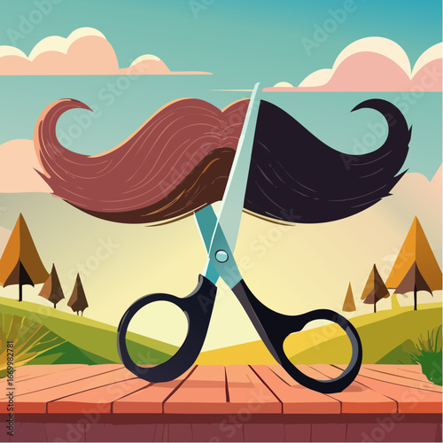 Mustache cut with the scissors vector