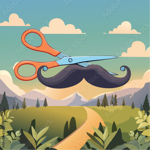 Mustache cut with the scissors vector