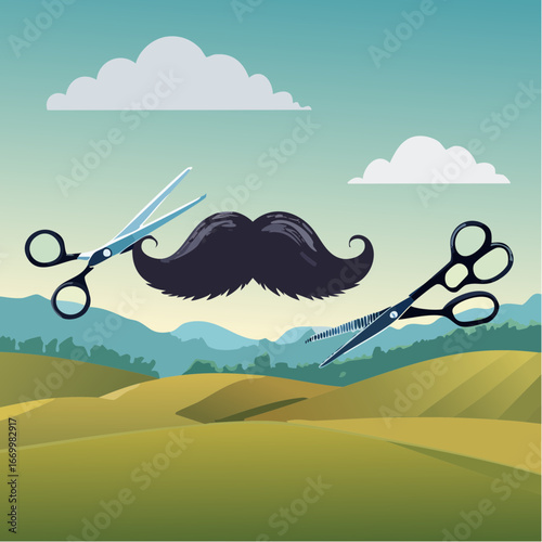Mustache cut with the scissors vector
