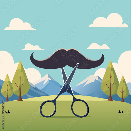 Mustache cut with the scissors vector