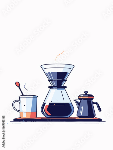 Modern Coffee Machine with Hot Cup of Coffee