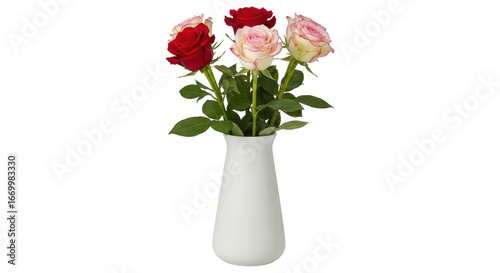 Fototapeta Naklejka Na Ścianę i Meble -  Isolated Roses In Vase
