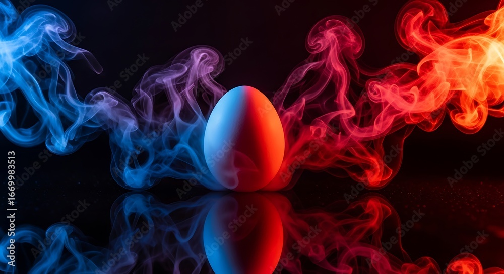 Obraz premium Egg in vibrant smoke