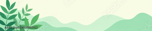 Pastel green leaves & simple shapes, minimalist hand-drawn , art, minimalist
