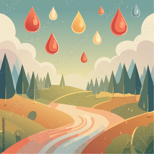 Repetitive background with tear shape elements vector