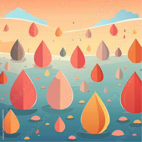Repetitive background with tear shape elements vector
