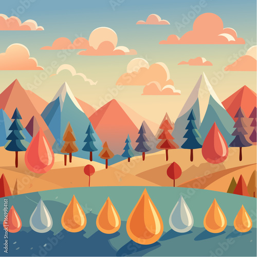 Repetitive background with tear shape elements vector