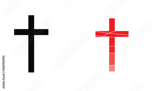Black and red christian cross symbols representing faith religion and spirituality 
