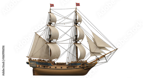 Isolated Old Sailing Ship