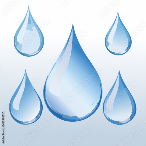 Transparent water drop set vector