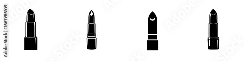 Multiple lipstick designs showcasing diverse styles in a minimalist black and white aesthetic