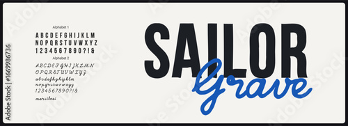 Condensed hand drawn sans serif paired hand drawn script font. Alphabet vector hand drawn sans serif with uppercase and number. Alphabet vector hand drawn script with uppercase, lowercase, and number 