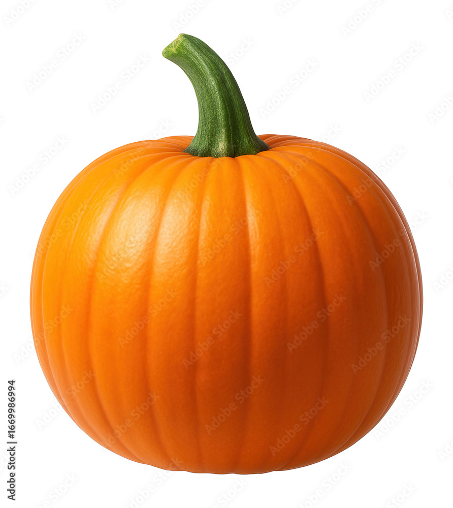 Obraz premium Pumpkin with smooth orange skin and green stem