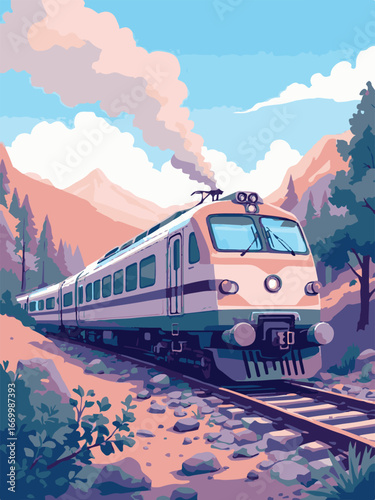 steam train in the mountains