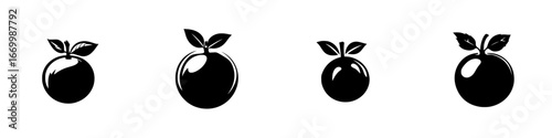Black silhouettes of various oranges representing freshness and health in simple design