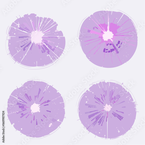 Set of different sparkling violet light effects