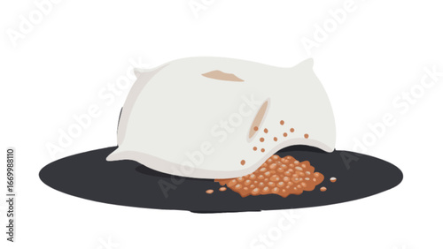 Delicious lentils spilling from a charming sack, ready for healthy recipes and culinary adventures, a wholesome ingredient for nutritious meals, vector graphic origin