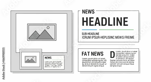 News Headline Template for Media Publications and Reporting, with Image Placeholder