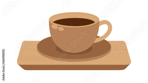 Enjoy a warm, inviting coffee break presented in a modern, minimalist style with this vector graphic, ideal for menus, websites, and social media posts to promote cafes
