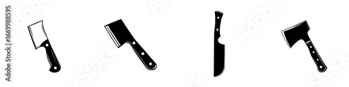 Various kitchen knives displayed in a minimalist design highlighting their shapes and features for culinary enthusiasts