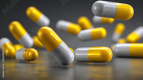 red and yellow medicine capsule
