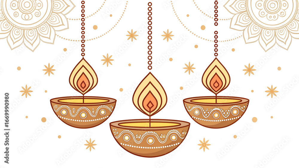 Naklejka premium hanging set of candles diwali