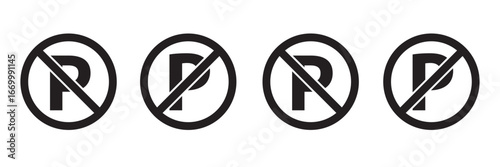 No parking sign pack. vector glyph flat icons