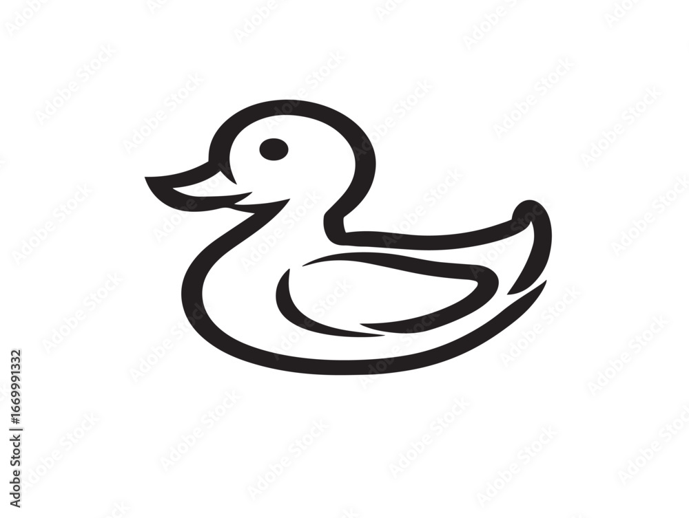 Obraz premium Cute Duck Icon in Minimalist Clean Vector Line Art Illustration Style