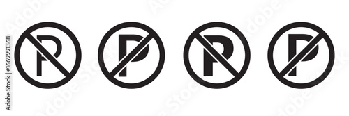 No parking sign in white background, no parking icon symbol, vector illustration. banned.
