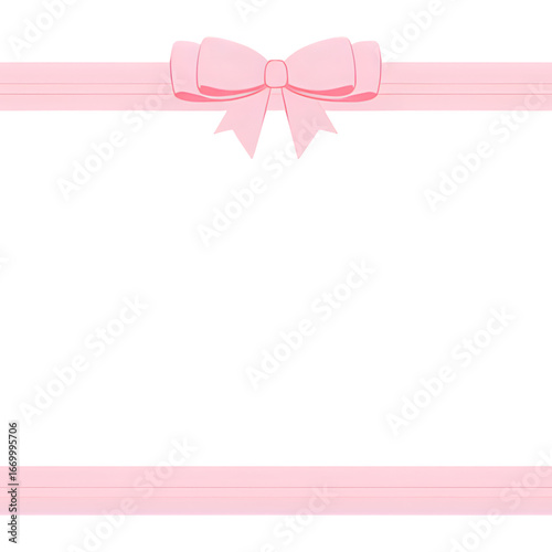 Pink Ribbon and Bow: Elegant Design Element for Presentations and Invitations