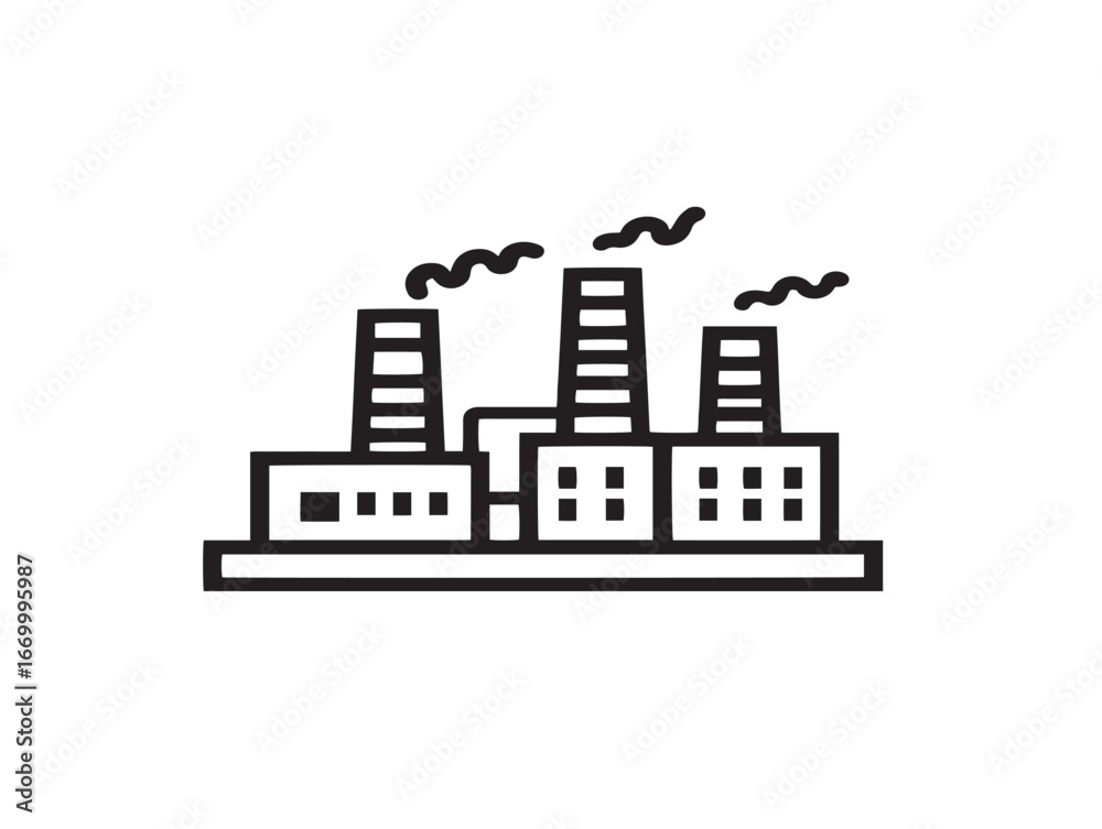 Obraz premium Elegant Factory Building Icon with Contemporary Minimal Line Illustration