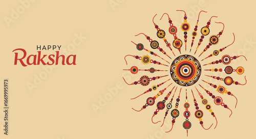 Elegant mandala illustration with rakhi design for Raksha Bandhan, suitable for posts celebrating the bond between siblings during the Indian festival. 