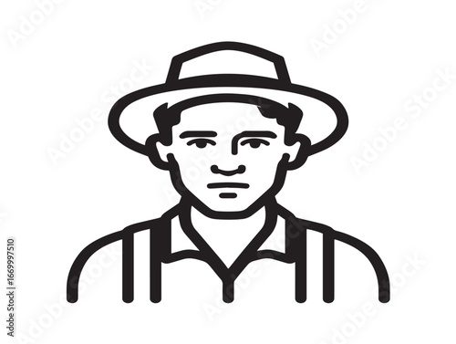 Farmer Character Icon in Clean Minimal Modern Vector Illustration