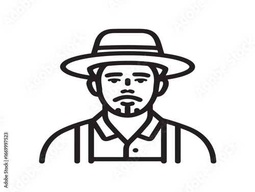 Traditional Agriculture Farmer Icon with Attractive Minimal Line Vector Artwork