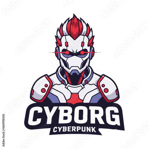 Futuristic Cyborg Cyberpunk Character Logo Design