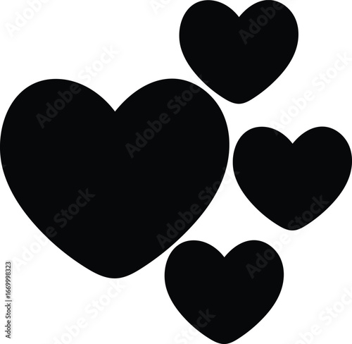 Love Shape Vector Silhouette Set Collection. Heart icon set. Collection of love, romance, and heartbreak symbols. 