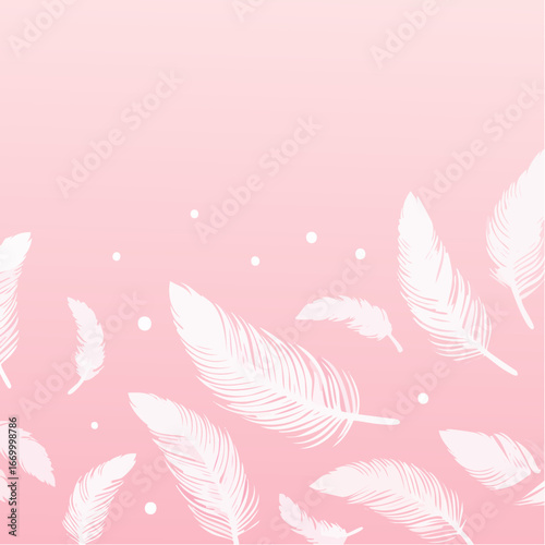Pink pattern with white feathers vector