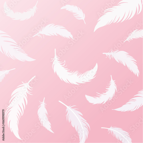 Pink pattern with white feathers vector